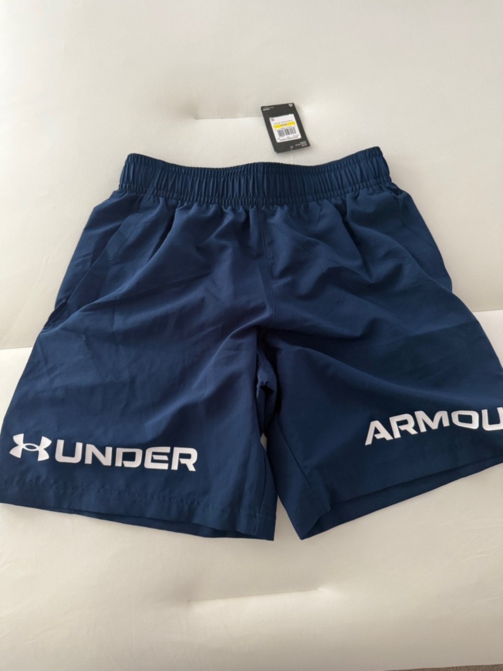 Under Armour Men’s Navy Blue Athletic Shorts with White Logo